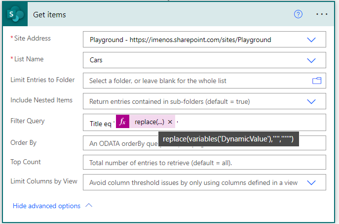 Special characters oData filtering in Power Automate
